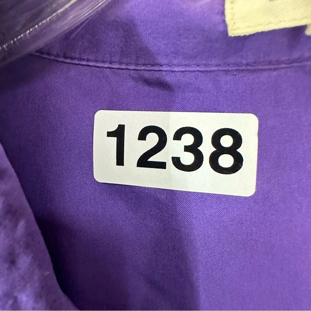 Silence + Noise Button‎ Down Long Sleeve Top 100% Silk Womens Large Purple